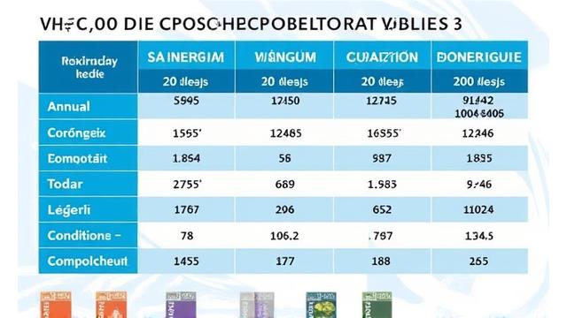 Tabulka s přehledem typů vinět a jejich cen
